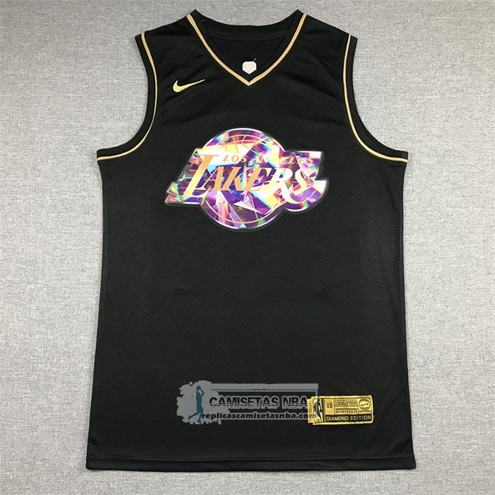 Camiseta Golden Edition Los Angeles Lakers Lebron James NO 6 2021-22 Negro